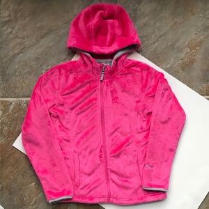 FREE TECH Zip Up Hooded Lightweight Soft Sherpa Fuzzy Jacket L 10/12